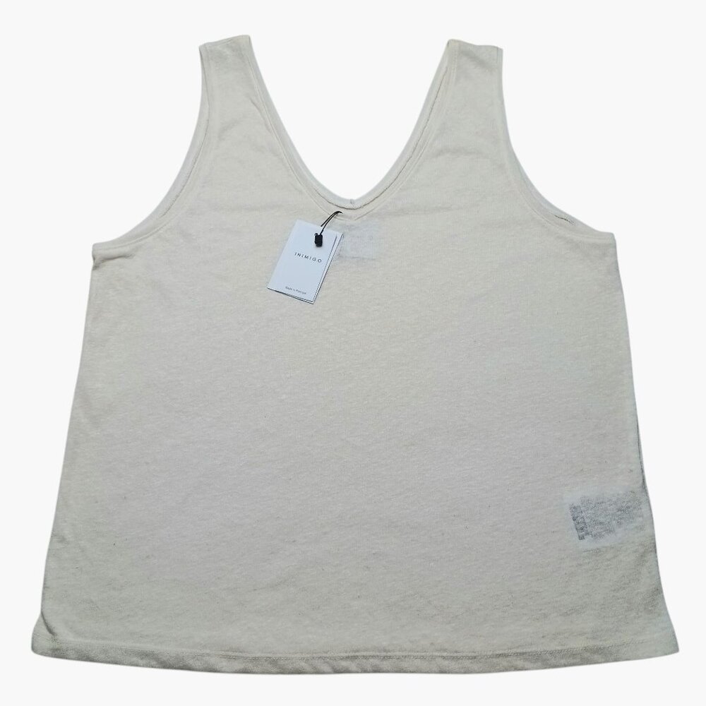 INIMIGO Womens Linen Tank Top V Neck Cream Size XL New NWT